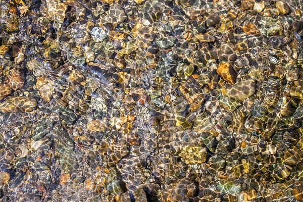 Beautiful pebbles underwater in the river for background
