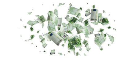 Avro banknotu arka planda izole edilmiş. Avrupa para faturası. İş parası