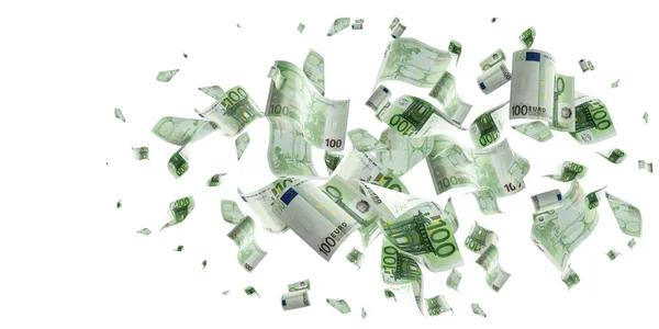Billete en euros aislado cayendo fondo. Billete de dinero europeo. Efectivo empresarial —  Fotos de Stock