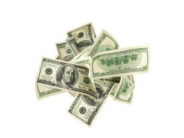 Amerikan doları. Amerikan parası, düşen nakit. Uçan yüz dolar izole.