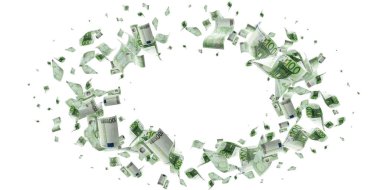 Avro banknotu arka planda izole edilmiş. Avrupa para faturası. İş parası