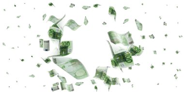 Avro banknotu arka planda izole edilmiş. Avrupa para faturası. İş parası