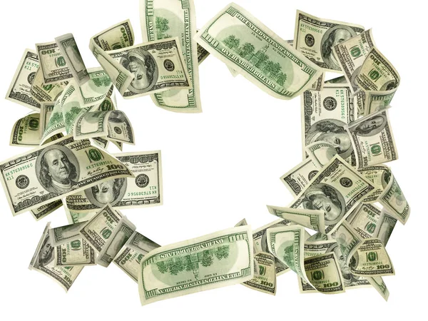 Us dollar. American money, falling cash. Flying hundred dollars isolated. — Stock Photo, Image