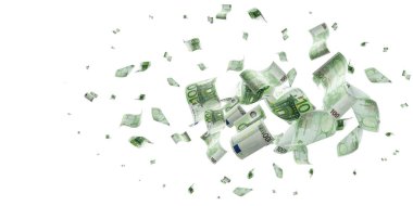 Avro banknotu arka planda izole edilmiş. Avrupa para faturası. İş parası