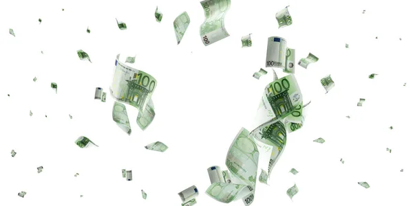 Dinheiro europeu em notas. Caindo dinheiro em whote fundo isolado . — Fotografia de Stock