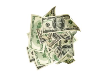 Amerikan doları. Amerikan parası, düşen nakit. Uçan yüz dolar izole.
