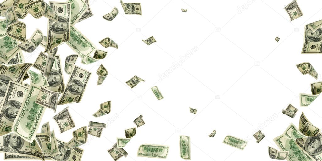 Dollar bill. Washington american cash. Usd money background. Money falling.