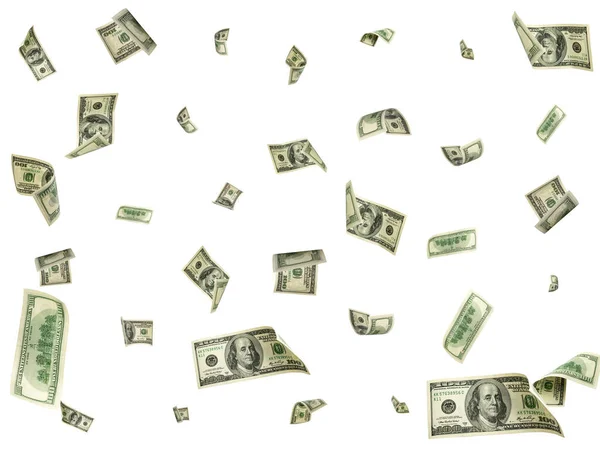 Hundra dollarsedel. Fallande pengar isolerad bakgrund. Amerikanska Cash. — Stockfoto