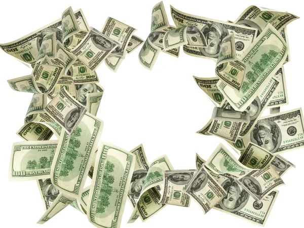 Uma nota de 100 dólares. Dinheiro em queda fundo isolado. Dinheiro americano . — Fotografia de Stock