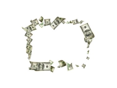100 dolarlık banknot. Düşen para izole arka plan. Amerikan nakit.