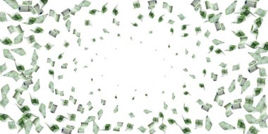 Para düşüyor. Banknote beyaz arkaplanda izole edilmiş dokulara düşüyor.