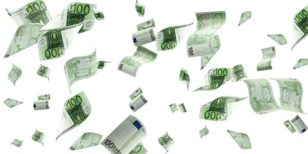 Geld achtergrond. Honderd Europese euro.Zakelijk geld daalt. — Stockfoto