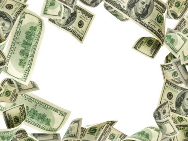 Amerikan doları. Amerikan parası, düşen nakit. Uçan yüz dolar izole.