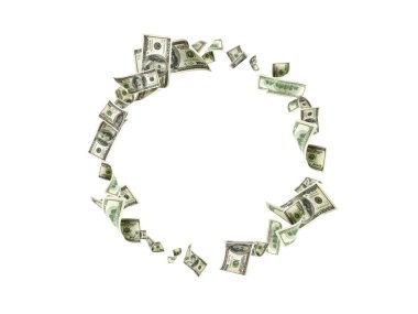 Amerikan doları. Amerikan parası, düşen nakit. Uçan yüz dolar izole.