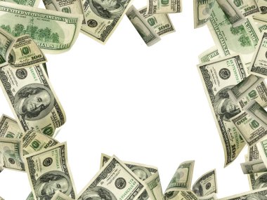 Amerikan doları. Amerikan parası, düşen nakit. Uçan yüz dolar izole.
