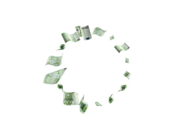 Евро деньги падают наличными. Европейские банкноты на белом фоне . — стоковое фото