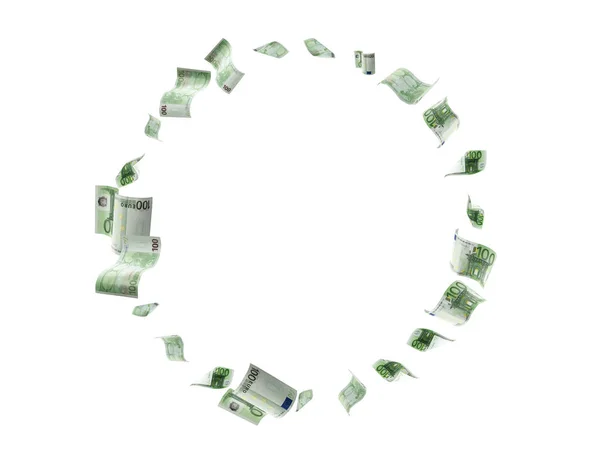 Billete en euros aislado cayendo fondo. Billete de dinero europeo. Efectivo empresarial — Foto de Stock