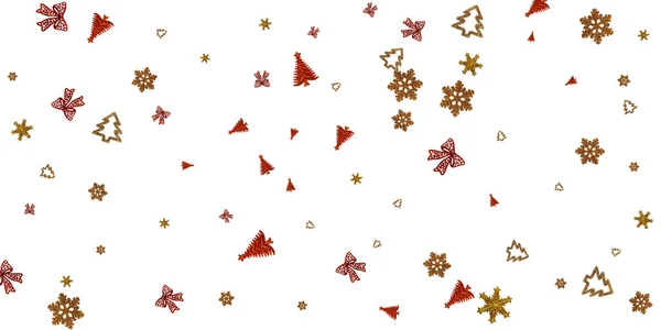 Christmas Pattern Red. Xmas celebration pattern isolated on white background. New Year gold decoration. Flat lay design. Copy Space