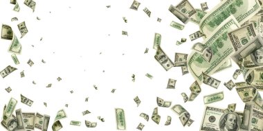 Dolar işareti. Amerikan parası. Nakit arka plan, biz fatura. Düşen para.