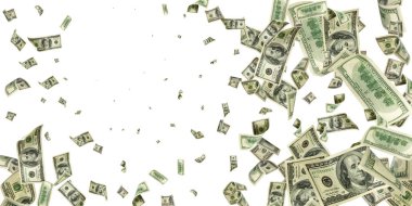 Amerikan doları. Amerikan parası, düşen nakit. Uçan yüz dolar izole.