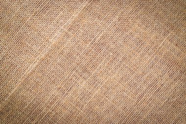 Keten desenli. Doğal organik kahverengi tuval. Bej işlemeli arka plan. Keten Malzeme Arkaplanı