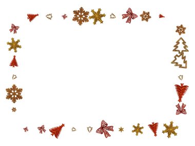 Noel arkaplanı. Yeni yılınız kutlu olsun. Xmas desenli dekorasyon beyazda izole edilmiş. Bayram kutlaması konsepti.