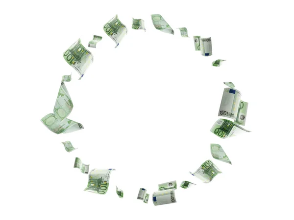 Euro-Banknote isoliert fallenden Hintergrund. Europäische Geldscheine. Unternehmenskasse — Stockfoto
