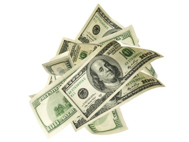 Amerikan doları. Amerikan parası, düşen nakit. Uçan yüz dolar