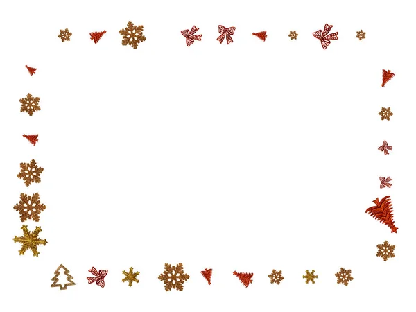 Silvesterfeier. Weihnachtsmuster isoliert auf weißem Hintergrund. Gold Weihnachtsdekorationen. Feiertag festliche Feier Konzept. — Stockfoto