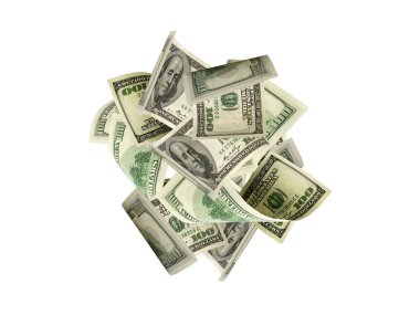 Para yığını. Amerika'nın 100 doları. Düşen para izole, bize fatura.