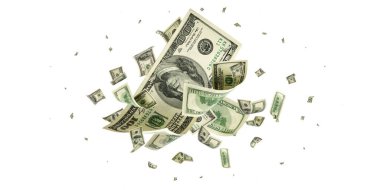 Amerikan Doları. Washington Amerikan parası. Düşen ABD para arkaplanı.