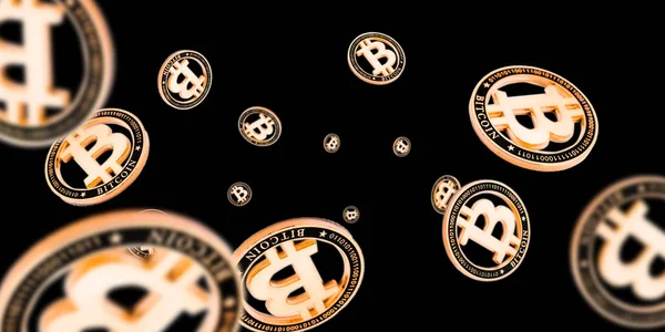 Bitcoin Cash. Gouden Vallen Cryptogeld. Valse munten geïsoleerd in het donker. litecoin, Ethereum Cryptogeld achtergrond — Stockfoto