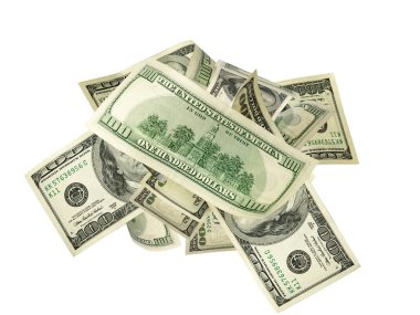 Para yığını. Amerika'nın 100 doları. Düşen para izole, bize fatura.