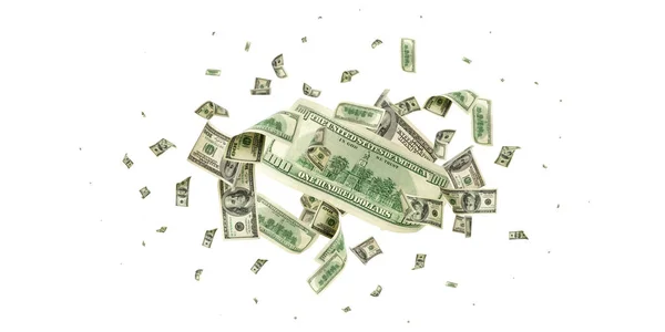 米ドルアメリカのお金、現金の下落。100ドルを飛ぶ孤立した. — ストック写真