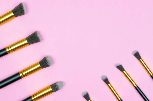 Cosmetics brushes. Drawing products for skin with copy space. Be