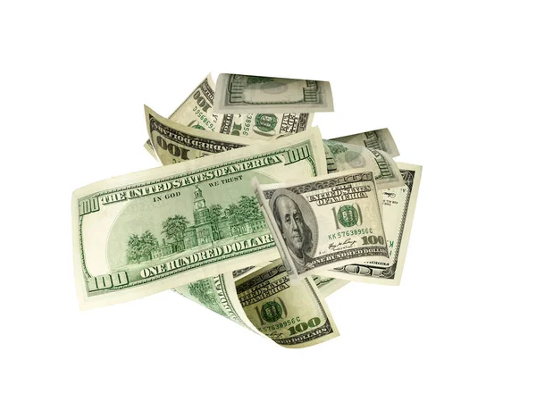 Hundred dollar bill. Falling money isolated background. American cash. — Stock Photo, Image