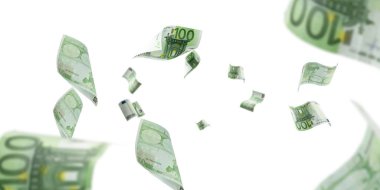 Para düşüyor. Banknote beyaz arkaplanda izole edilmiş dokulara düşüyor.