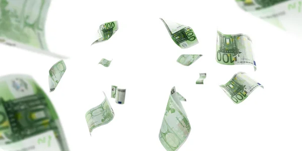 Euro money falling cash. European banknotes isolated on white background. — 스톡 사진
