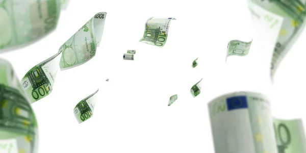 Eurobankbiljet geïsoleerde vallende achtergrond. Europese geldrekening. Zakelijk geld — Stockfoto
