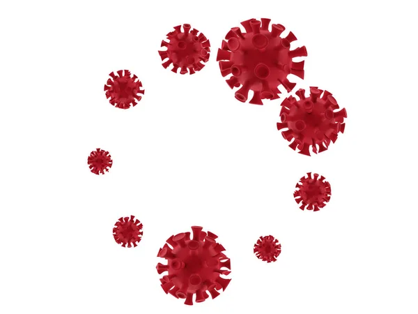 Gripe antecedentes de virus de células del virus COVID-19. China patógeno respiratorio coronavirus 2019-ncov gripe brote 3D médico render. Antecedentes con células rojas realistas 3d —  Fotos de Stock