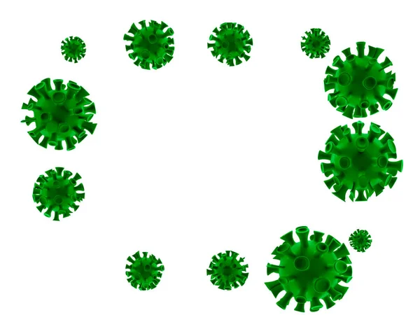 Coronavirus-Krankheit COVID-19 medizinische 3D-Renderinfektion. Virenschutz covid19 Molekül auf grün.Gefährliches asiatisches ncov Coronavirus, dna, pandemisches Risiko Hintergrunddesign — Stockfoto