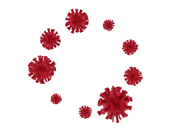 Enfermedad por Coronavirus. 3D render COVID-19 infección antecedentes médicos. Gripe como gripe roja peligrosa cepa caso pandemia concepto de riesgo para la salud médica. China patógeno células del virus covid respiratorio —  Fotos de Stock