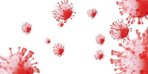 Koronavirová buňka Covid-19 vypukla. 3D renderování Chřipkové pozadí jako bílé nebezpečné chřipkové kmeny jako pandemické zdravotní riziko koncepce.Plovoucí patogen — Stock fotografie