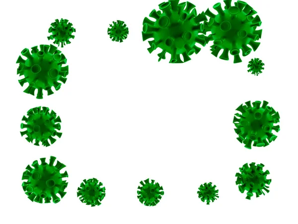 Coronavirus-Krankheit COVID-19 medizinische 3D-Renderinfektion. Virenschutz covid19 Molekül auf grün.Gefährliches asiatisches ncov Coronavirus, dna, pandemisches Risiko Hintergrunddesign — Stockfoto