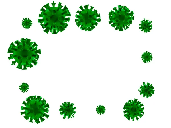 Coronavirus-Krankheit COVID-19 medizinische 3D-Renderinfektion. Virenschutz covid19 Molekül auf grün.Gefährliches asiatisches ncov Coronavirus, dna, pandemisches Risiko Hintergrunddesign — Stockfoto
