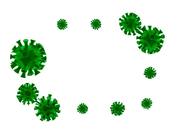 Coronavirus COVID-19 medizinische 3D-Renderinfektion. Grippe als grüner gefährlicher Grippestamm als medizinisches Pandemierisikokonzept — Stockfoto