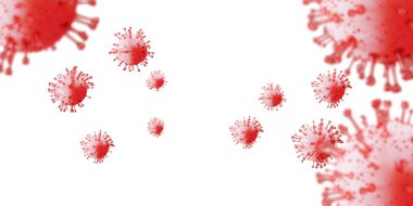 Coronavirus hastalığı COVID-19 tıbbi 3 boyutlu enfeksiyon. Gerçekçi 3 boyutlu beyaz virüs hücreleri olan bir arka plan. Tehlikeli Asya Ncov Corona virüsü. Roman Coronavirus 2019-nCoV