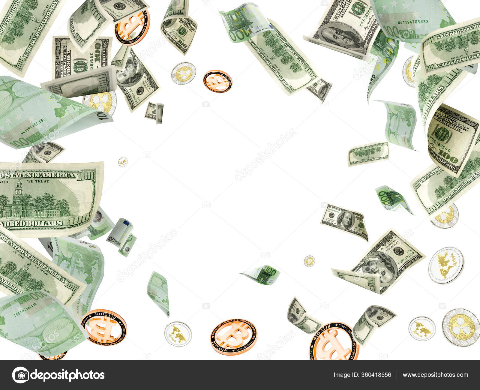 Dollar Bill How Much Bitcoin Can I Buy With 100 Dollars Hundred Dollar  Falling Euro Money,