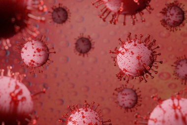 Coronavirus 2019-nCov romanı 3 boyutlu enfeksiyon önleme konsepti. Grip salgını ve Covid-19 gribi salgını gibi tehlikeli grip salgını vakaları. Asya ncov corona virüsü