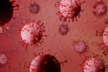 Coronavirus hastalığı COVID-19 tıbbi 3 boyutlu enfeksiyon. Grip salgını gibi tehlikeli grip vakaları gibi grip salgını riski kavramları
